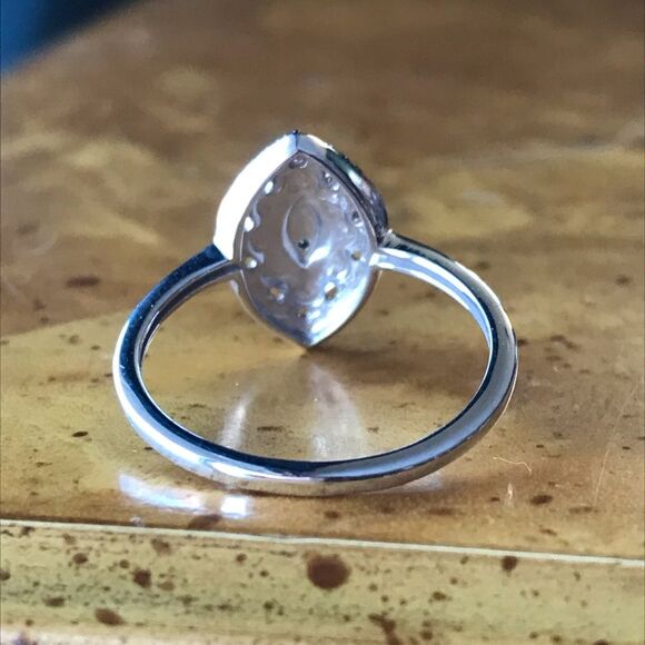 Natural Green Diamond Accent Sterling Silver Ring Size 8 - Picture 6 of 8